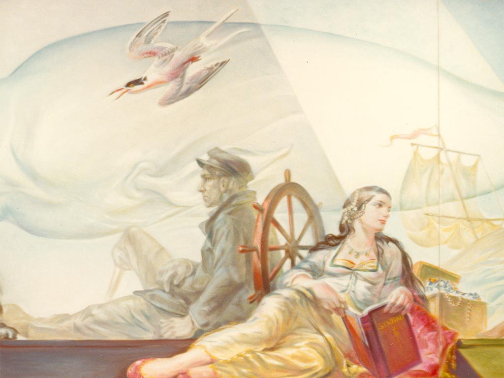 Reed Thomason mural, man and woman detail