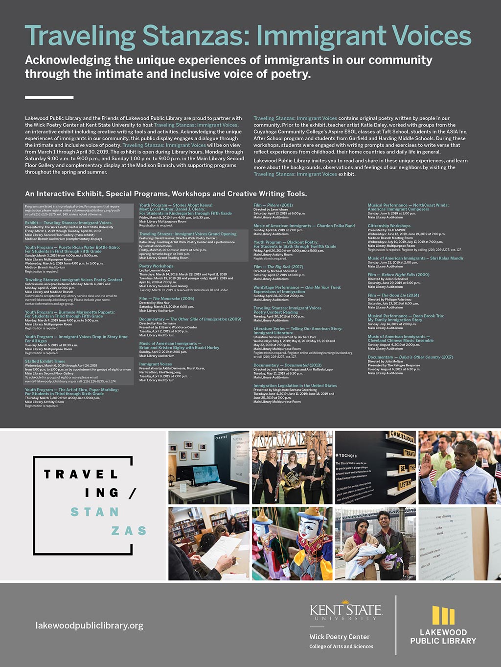 Traveling Stanzas: Immigrant Voices exhibit poster